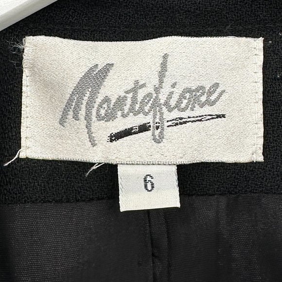 Vintage Wool Made in USA Montefiore Gold Button Black 100% Wool Blazer Jacket - Picture 5 of 7